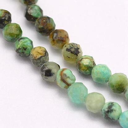 Natural African Turquoise(Jasper) Beads Strands, Faceted, Round