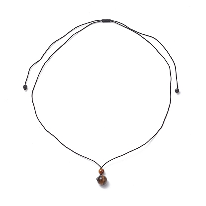 Collier pendentif rond en pierres précieuses naturelles mélangées, collier réglable en fil de nylon pour fille femme