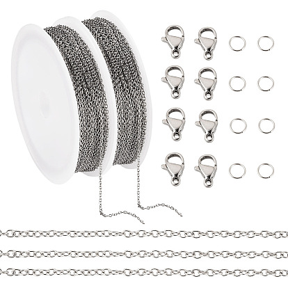 Наборы для самостоятельного изготовления цепей из нержавеющей стали, устойчивых к потускнению, с застежками-когтями омара и скакательными кольцами