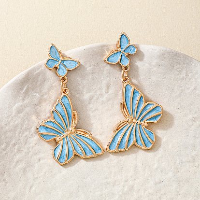 Литые эмаль болтаться серьги стержня, бабочка