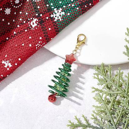 Подвеска-колокольчик из стекла и латуни на рождественскую елку, с карабин-лобстерами , золотые