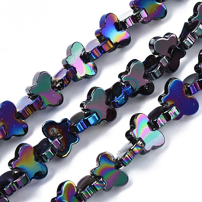 Electroplate Natural Freshwater Shell Beads Strands, Butterfly