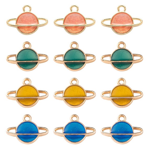 20 шт 4 цвета сплава эмалевые подвески, планета, золотой свет
