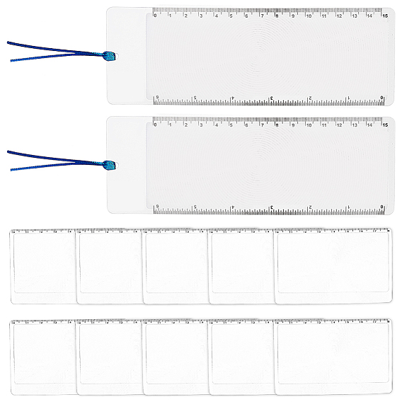 Ahademaker 10 шт. ПВХ пластиковые портативные увеличительные линзы размером с кредитную карту, с линейками лупы 2шт. ПВХ 3х.