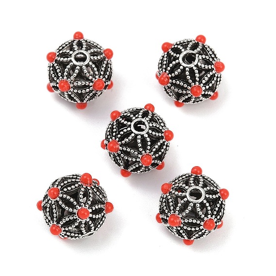 Сплавочные овальные бусины тибетского стиля , cmолой, круглые