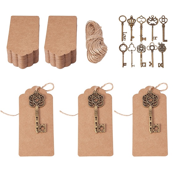 Tibetan Style Alloy Crown Skeleton Key Big Pendants