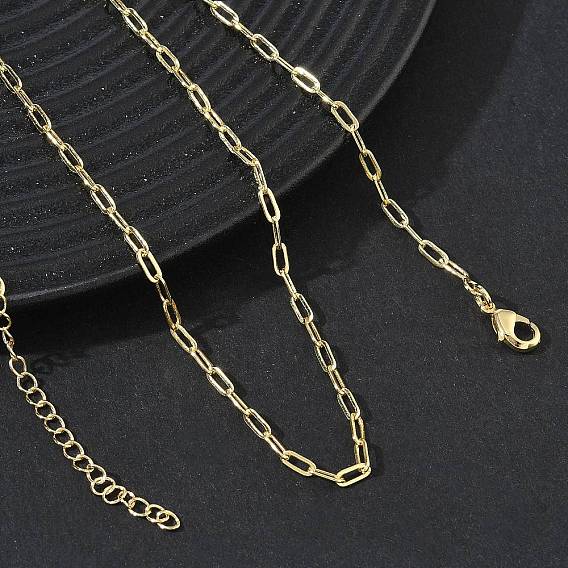 2.4MM Brass Paperclip Chain Necklaces for Women, Long-Lasting Plated