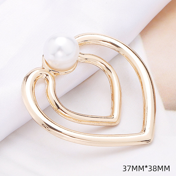Alloy Buckles, with ABS Plastic Imitation Pearl, for Strap Belt, Heart