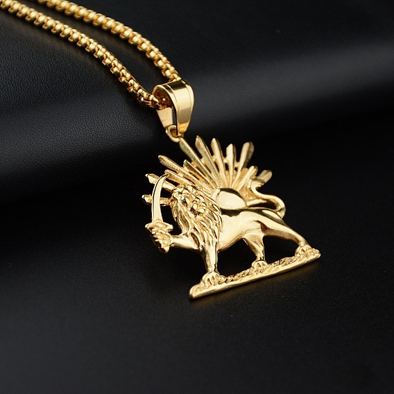Лев и солнце 304 ожерелья из нержавеющей стали с подвеской в виде коробки
