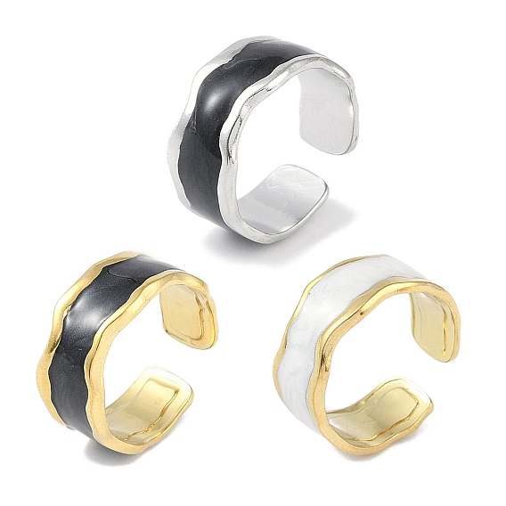 Ионное покрытие (ip) 304 эмалированные кольца на манжетах из нержавеющей стали, широкие открытые кольца для женщин