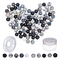 100Pcs Synthetic & Natural Gemstone Round Beads for DIY Stretch Bracelets Making Kits, with 1Roll Strong Stretchy Beading Elastic Thread