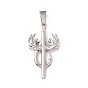 304 Edelstahl Anhänger, handpoliertes Kreuz mit Geweih