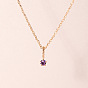 Birthstone Style Cubic Zirconia Diamond Pendant Necklace, with Golden Titanium Steel Chains
