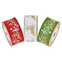 5M Christmas Theme Polyester Ribbons, Flat Ribbon with Hot Stamping Reindeer and Musical Note Pattern, Garment Accessories