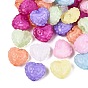 Opaque Acrylic Beads, Heart with Bowknot Pattern