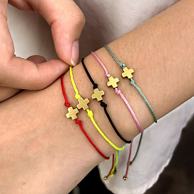 Золотой крестовой браслет для женщин, регулируемый, ручная работа, ювелирный подарок, элегантный аксессуар