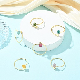 Кольца-манжеты из натурального разноцветного турмалина, кубические, с экологически чистой медной проволокой для женщин, золотые