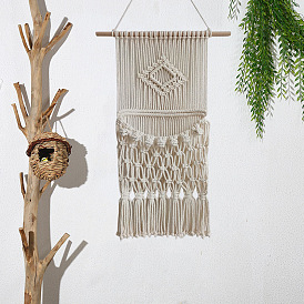 Nordic wind cotton rope hand-woven net bag living room study bedroom tapestry flower basket dried flower storage magazine bag