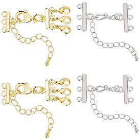 SUNNYCLUE 4 Sets 2 Style Brass Chain Extender with Lobster Claw Clasps, Lead Free & Cadmium Free & Nickel Free