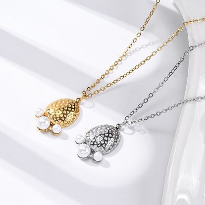 304 Подвеска в виде отпечатка лапы из нержавеющей стали и пластика, цепочка с кабельным креплением, колье для женщин, PVD-покрытие, вакуумное напыление.