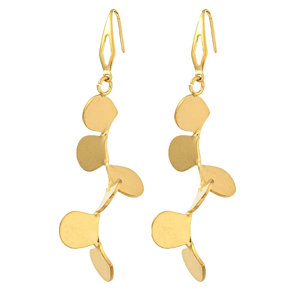 Ion Plating(IP) 304 Stainless Steel Earrings for Women, Leaf