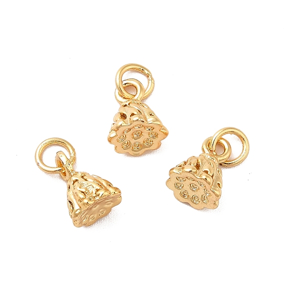 Rack Plating Brass Pendants, with Jump Ring, Lotus Seed Pod