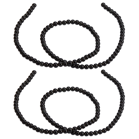 Природные обсидиана бисер нитей, круглые, класс АА