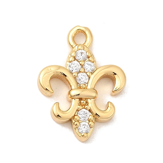Латунные микро проложить кубического циркония прелести, без никеля , Флер де Лис