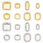 32Pcs 16 Styles Brass Cabochon Settings, Multi-Strand Links,  with Clear Glass, Mixed Shape