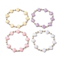 4Pcs 4 Colors Shell Shape Plastic Stretch Bracelets, Summer Beach Stackable Bracelets for Women