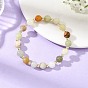 8MM Natural Butter Jade Round Beaded Stretch Bracelets with Synthetic Non-magnetic Hematite Beads