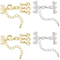 4 Sets 2 Style Brass Chain Extender with Lobster Claw Clasps, Lead Free & Cadmium Free & Nickel Free