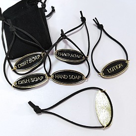 7Pcs Alloy Enamel Pendant Decorations, Bottle Labels Tags for Refillable Dispensers, with Velvet Bags