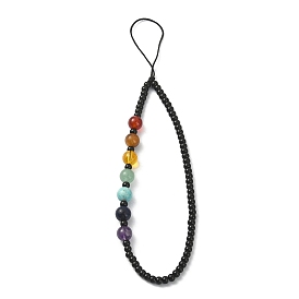 7 Chakra Gemstone & Glass Beaded Mobile Straps, Nylon Thread Mobile Accessories Decoration