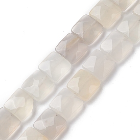 Natural Agate Beads Strands, Faceted Square