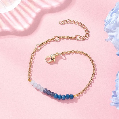 Браслеты из бусин натурального окрашенного малайзийского нефрита, 304 женские браслеты-цепочки из нержавеющей стали, рондель