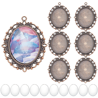 Набор для самостоятельного изготовления овального кулона, включая подвеску в тибетском стиле в форме кабошона, Кабошоны из стекла