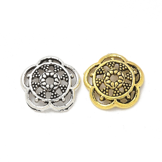 Тибетском стиле сплав шарик крышки, без кадмия и без свинца, цветок