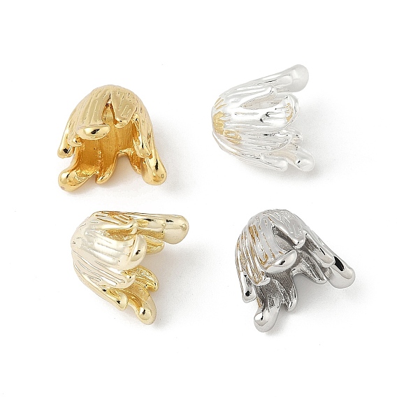 Шапочки и конусы для бусин, латунные, цветок