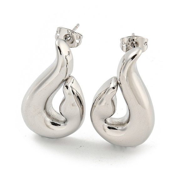 Rack Plating Brass Stud Earrings, Long-Lasting Plated, Lead Free & Cadmium Free, Teardrop