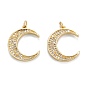 Латунные микропаве прозрачные подвески с фианитом, долговечный, луна