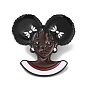 Human Girl Enamel Pins, Black Alloy Brooch for Backpack Clothes