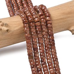 Synthetic Goldstone Heishi Beads Strands, Faceted, Rondelle
