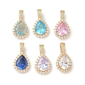 Латунные микро проложить кубического циркония подвески, слезинки, реальный 18 k позолоченный