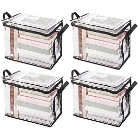 Large Capacity Transparent PVC Plastic Zipper Bags with Handle for Book Storage, Rectangle