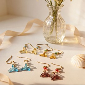 Handgemachte lampwork Ohrringe, Fischschwanz, golden