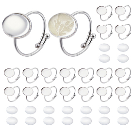 Наборы для самостоятельного изготовления овальных колец, включая 304 регулируемые кольца из нержавеющей стали, Кабошоны из стекла