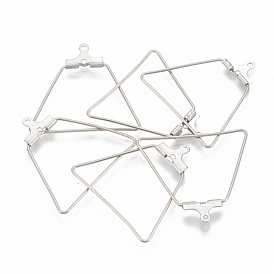 304 Stainless Steel Wire Pendants, Hoop Earring Findings, Trapezoid