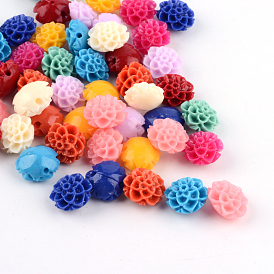 Teints perles synthétiques de corail, fleur, 10.5x10.5x6mm, Trou: 1.5mm