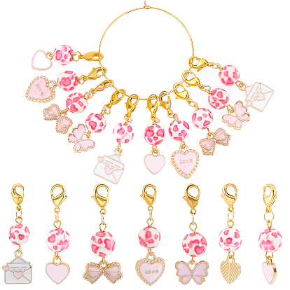 Набор для изготовления украшений для ключей своими руками, включая подвесные украшения из эмали из сплава с конвертом, сердцем и бантом, латунные бокалы